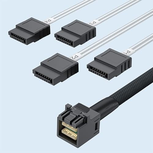 H!Fiber.com Cable Mini SAS HD interno (host SFF-8643) a 4X SATA (destino), cable SFF-8643 a 4x SATA, 0,5 metros (1,65 ft)