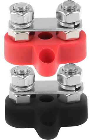 SWOOMEY 2 Stück Kfz Verteilerblock 48v Batterie Verteiler Klemmenblock Aus Edelstahl Messing Mit Doppelbolzen Witterungsbeständig Für Auto Boot Wohnmobil Elektroanschluss