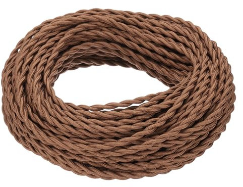 PATIKIL 100 Pies Cable Cubierto De Tela Trenzado,UL Listado 18AWG 2-Conductor Cable Cubierto De Tela Vintage Para Reemplazo De Cable De Lámpara Colgante Proyecto Industrial,Marrón Claro