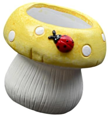 F Fityle 2 pièces Céramique Plant de Pot de Fleurs de champign, Jaune