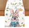 GGXDH Hase Osterei Ostern Tischläufer, 33x183cm Waschbar Leinen Saisonnal Frühling Küche Esstisch Dekoration Tischdecken für Drinnen und Draußen Urlaub Party Wohnzimmer Dekor