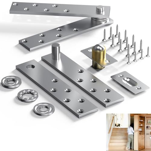 Wotendy Cerniere Per Porta a Scomparsa, Cerniera Per Porta Carichi Pesanti in Acciaio Inossidabile per Libreria a Scomparsa, Pivot a 360 Gradi, Argento