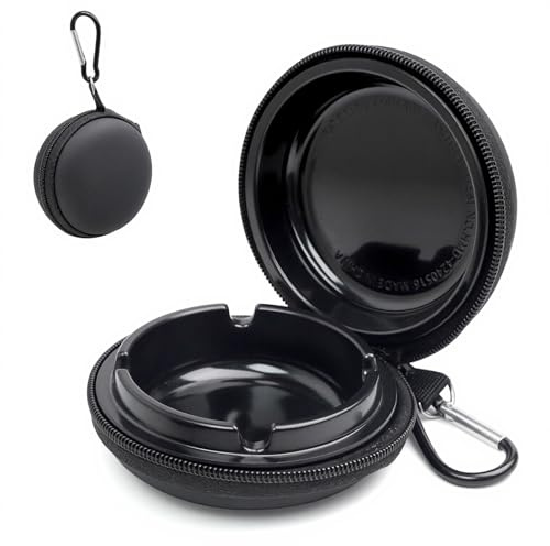 Portable Ashtray with Lid and Keychain