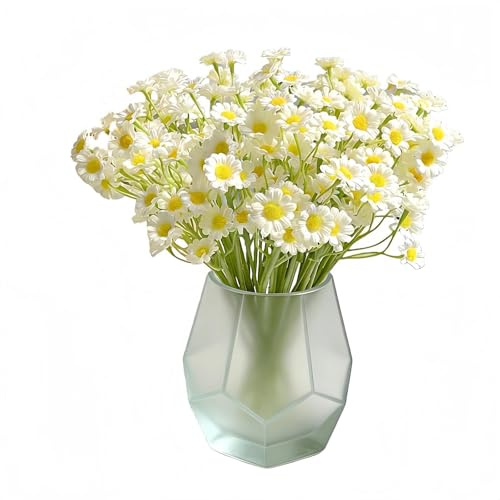 Sumneo Künstliche Gänseblümchen,10 Stück Hochwertige Kunstblumen aus Seide - UV-beständig für Innen und Außen - Zuhause, Garten, Balkon, Hochzeit, Tischdeko, Party Deko