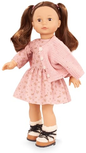 Götz 2690345 Precious Day Girl Elisabeth Millefleur Puppe 46 cm Stehpuppe | 6-tlg, für Kinder ab 3 Jahren, lange braune Haare, braune Schlafaugen, Outfit mit Blumenkleid, frisierbar, Weichkörper
