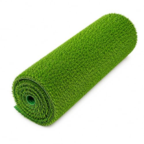 JISADER Artificial Grass 1m Roll, Soft Artificial Grass for Gardens, Fake Grass Outdoor Turf, High Pile Density Green PE, 2.0cm Premium Upgraded artific