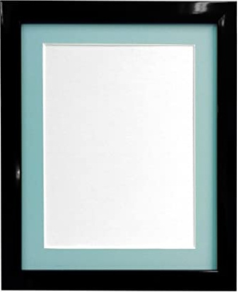 FRAMES BY POST 20mm Black Photo Picture Poster Frame with Blue Mount 50 x 40cm For Pic Size 40 x 30cm (Plastic Glass)