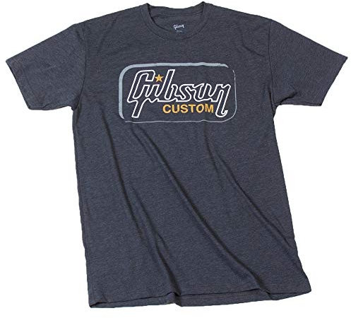 Gibson Custom T-Shirt M - Grau Meliert, Unisex, Rundhals, Print, Medium