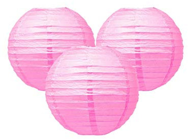 3er-Pack Papierlaternen-Lampenschirme für Partys, Geburtstage, Babypartys, Hochzeitsfeiern, Dekoration 10–40 cm (4 Zoll) (Rosa, 25 cm)