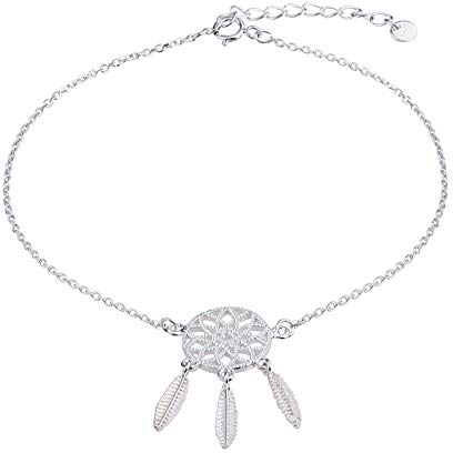 Bishilin Silber 925 Damen Fußkette Traumfänger Knöchelkette Boho Strand Ketten Silber
