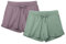 icyzone Damen Shorts Kurze Sporthose Jogginghose Atmungsaktiv Laufshorts Gym Fitness Shorts 2er Pack (M, Cameo Green/Lilac)
