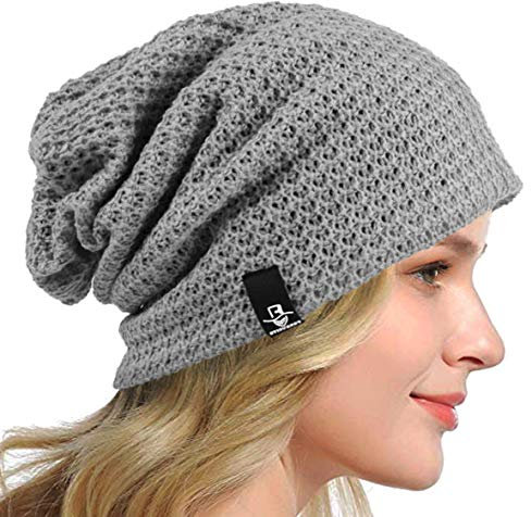 HISSHE Frauen Slouch Beanie Strickmützen Baskenmütze Skullcap Lange Baggy Winter Sommer Hüte B08w (Solide Blass)