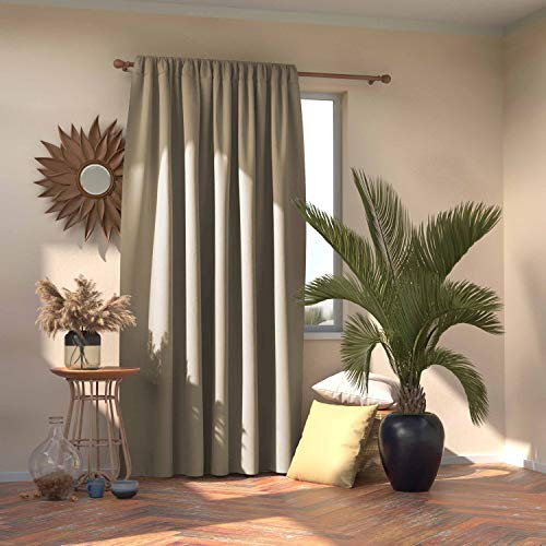 RESTILO Blackout Vorhang 140x245 cm beige 1 St. Kräuselband Verdunkelungsvorhang Blickdicht Fensterdekoration Dekoschal Dekorvorhang Blackout