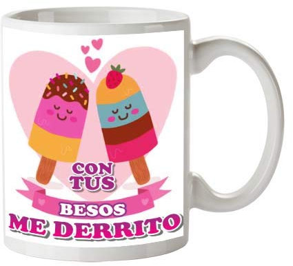 Kembilove Tazas de Desayuno para Parejas – Taza de Café con Frase Divertida y Graciosa para enamorados con Mensaje Con tus besos me derrito – Regalos originales para mujer el día de San Valentín
