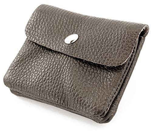 modamoda de P09 Damen Münzgeldbörse Geldbörse Portemonnaie Klein Leder Made in Italy P09, Farbe:Dark Chocolate