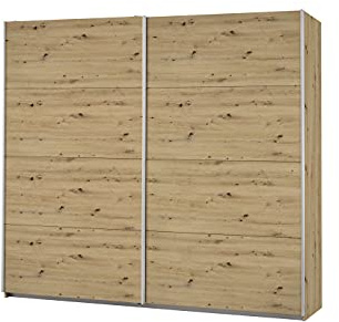 Rauch Möbel Caracas, Schwebetürenschrank, Eiche Artisan, Breite 226 cm | Kleiderschrank mit Schwebetüren, Schiebetüren, 2-türig, für Schlafzimmer, Kinderzimmer, Wohnzimmer, Gästezimmer, Garderobe