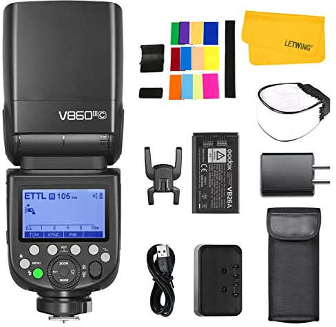 Godox V860III-C Blitzgerät für Canon Kameras, TTL 2.4G HSS 1/8000s, 7.2V/2600mAh Li-Ionen Akku, 10-Speed Adjustable, für Canon 6D 7D 50D 60D 500D 550D 600D 650D 1000D 1100D 1DX 580EX II Mark II III