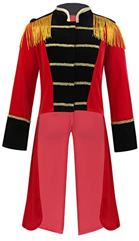 CHICTRY Enfant Garçon Déguisement Monsieur Loyal Cirque Costume Historique de la Révolution Française Napoléon Tenue Fête Halloween Carnaval Noël Manteau Vetse 4-16 Ans Rouge 16 ans