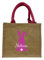 Bedruckte Jutetasche zu Ostern mit Name | Ostertasche Motiv Hase für Kinder | Personalisiertes Osternest zum Befüllen inkl. Namensdruck | Geschenktasche mit Henkel als Osterkörbchen natur/pink