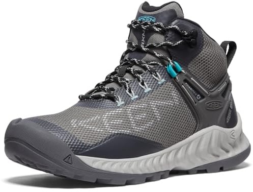 KEEN Women's NXIS Evo Mid Height Waterproof Fast Packing Hiking Boots, Magnet/Ipanema, 8.5