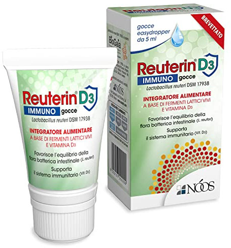 Nóos - Reuterin D3 Immuno Gocce: a Base di Fermenti Lattici Vivi e Vitamina D3-5ml - Contribuisce alla Normale Funzione del Sistema Immunitario