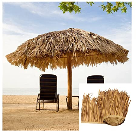 Paglia PE Rotolo di Paglia di Palma Piastrella in Paglia Artificiale Ignifuga Copertura per Ombrellone da Spiaggia per Capanne Tiki Bar Gazebo Giardino, Serve per 15 Anni(Size:1m/3.2ft)