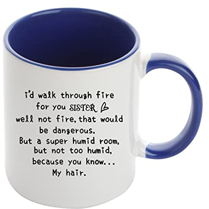 Christmas & Birthday: Funny Big & Little Sister Gift - Coffee, Tea Navy Blue 11oz Coloured Ceramic Mug