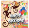 1 Premium Geburtstagskarte für Kinder 14,8x14,8cm - lustige Klappkarte mit Umschlag - happy birthday Karte mit Affenmotiv Grußkarte Kindergeburtstagskarte zum gratulieren