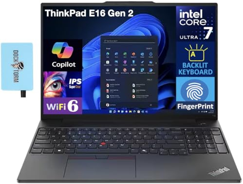 Lenovo ThinkPad E16 Gen 1 Ordinateur portable 16 IPS WUXGA (Intel i7-1355U, 40 Go de RAM, 1 To M.2 2242 SSD, KYB rétroéclairé, lecteur FP, Thunderbolt 4, WiFi 6, W11P) avec extenseur de port USB DKZ