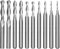 10PCS End Mills CNC Router Bits, 1/8 inch Shank CNC Cutter Milling Carving Bit Set, 2 Flute Ball Nose End Mill, Tungsten Carbide CNC Bits 1/1.5/2/2.5/3.175mm