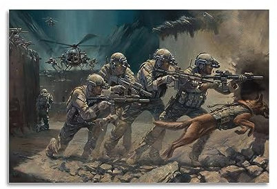 Kriegskunst-Poster, Soldat, dekoratives Gemälde, Leinwand, Kunstbild, 30 x 45 cm