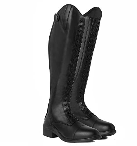 HORZE Stivali da equitazione alti da donna con lacci, nero, 37 EU