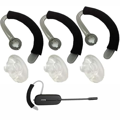 V-MOTA Ohrstöpsel (Silikon-Ohrstöpsel + Ohrbügelschlaufen + Schaumstoff-Ersatz), kompatibel mit Poly Plantronics Savi CS540 W440 W740 W745 WH500 Ohrschlaufen, klein, 3er-Set