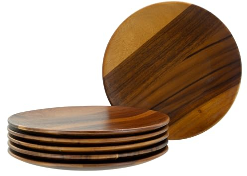 CreaTable, 21578, Serie Akazienholz - Nature Collection, 6-teiliges Geschirrset, Teller Set aus Holz