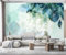 MIWEI Wallpaper Papier Peint Panoramique Plumes Bleues Simples Peintes À La Main Papier Peint Nature Intissé Murale Chambre Salon (330cmX245cm)
