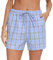 Lovasy Schlafshorts Damen Kurz Sommer Karierte Schlafanzughosen für Damen Pyjamahose mit Taschen und Kordelzug,himmelblau,XXL
