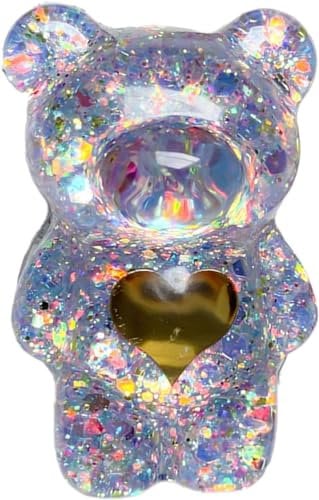 Purple Mobile Phone Finger Stand Cute Bear Doll Phone Holder Support Comfortable Grip Anti-Slip Creative Flexible Light Cell Phones Stands,Adhesive Card Holders
