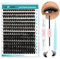 GEMERRY Extension Cils Kit Faux Cils 80D Extension de Cils Bouquet Cils individuel Natural D Curl 10-18mm avec Colle et Scellements Applicateur Pince DIY Kit Faux Cils(80D-D-10-18mm-Set)