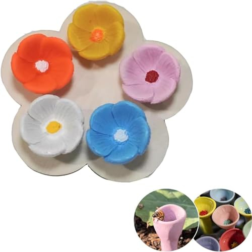 LEGQYJK Bee Insect Drinking Cup, Bee Cup Garden, Colourful Bee Insect Drinking Cup, Bee Drinking Cup, Insect Drinking Cup, Bee Cups for Thirsty Pollinators (Colourful Flower)