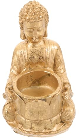 PRETYZOOM Harz Buddha Statue Kerzenständer Ornamente Haushalts Kerzenständer Buddha Halter Teelichthalter LED Kerze Kerzenständer Dekorativer Kerzenbehälter Tisch Kerzenhalter