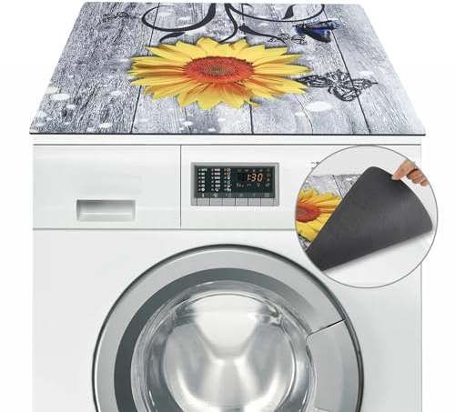 EclipseGuard 60 x 60 cm Waschmaschinen Staubschutz, Tabletop Waschmaschinenauflage rutschfest, Universal Waschmaschine Abdeckung, Trockner und Waschmaschinenschonbezug (Sonnenblume)