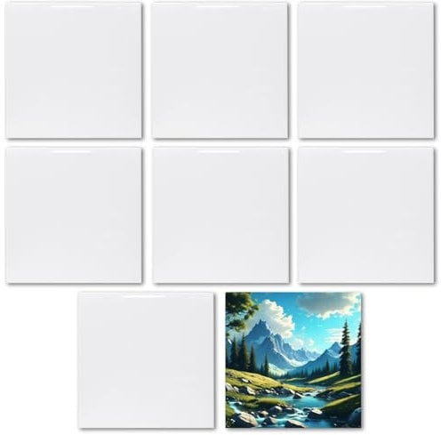 MR.R Confezione da 8 pezzi di piastrelle in ceramica bianca lucida per sublimazione, 10,2 x 10,2 cm, per stampa a trasferimento termico, cornice per foto, idea regalo per matrimoni, compleanni,
