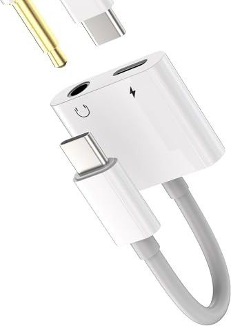 USB C Adapter auf 3.5mm Kopfhörer(2 in 1)Type-c Lade Kabel Splitter Handy Auto DAC Audio Cable AUX Headphone Jack für iPhone15 Headset Stecker Anschluss aufladen Buchse für iPad Kompatibel für Samsung