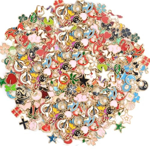 300 Stück Mini Bunte Schmuck Charm Bulk Klein Anhänger Basteln für DIY Kett Ohrring Halskette Armband Personalisiert Hochzeit Geschenk Bastelset Deko Schmuckherstellung Zubehör