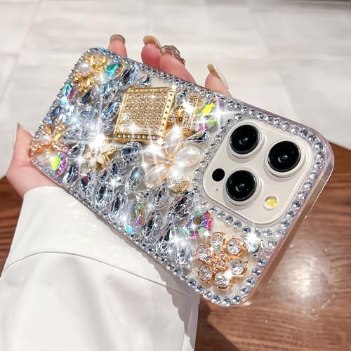 MOSEZA Compatible with iPhone 14 Plus Bling Glitter Case Luxury Cute Sparkle Rhinestone Diamond Girly Protective Phone Cover Case for Women Girl