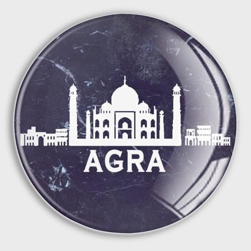 Round Fridge Magnets India Agra City Skyline Silhouette Glass Refrigerator Magnets Decoration for Refrigerator Locker Whiteboard Decorative Magnetic Board Cabinets Classroom Office Cubicle School