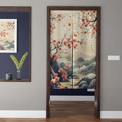 ChangTsing Japanischer Stil dick Leinen Noren Lang Vorhänge Japanischer Türvorhang Gardinen Noren Lang Vorhänge Traditioneller Chinesischer Stil Vorhang für die Heimtextilien Raumteiler 85 x 150 cm