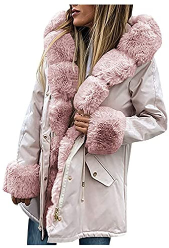 Winterparka Damen mit Kapuze Elegant Outdoorjacke Winterparka Leicht Lässig Winterjacke Parka Jacke Lang Langarm Wintermantel Wanderjacke Warm Gefüttert Bequeme Outdoor Mantel Steppjacke