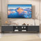 Meuble TV moderne avec rangement pour TV de 60 à 75 pouces, centre de divertissement avec 2 tiroirs et étagères ouvertes, console TV pour salon, chambre à coucher, unité multimédia avec pieds en