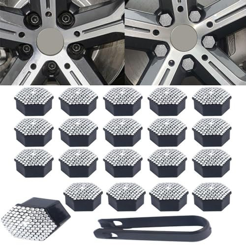 20 Stück Radmutternkappen Radschrauben Radmuttern für Hyundai ix35 I 2009-2013 Radschraubenkappen Rad Mutter Cap mit Entfernung Werkzeug,19mm-I